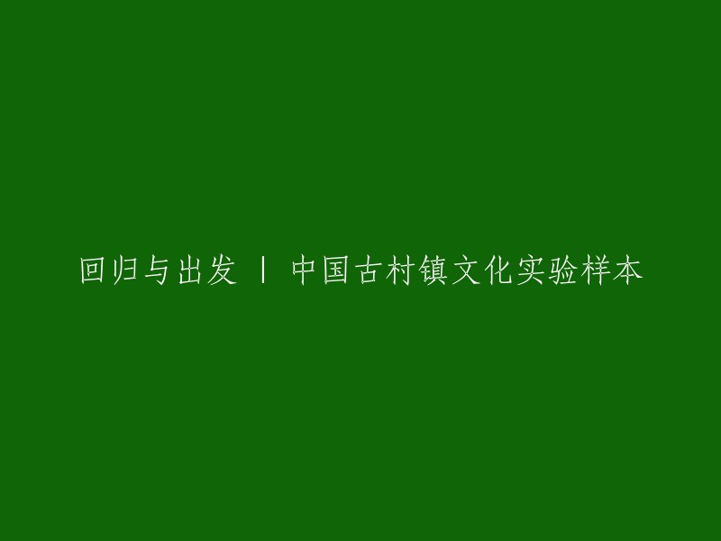 重塑与启动：中国古村镇文化实验研究"