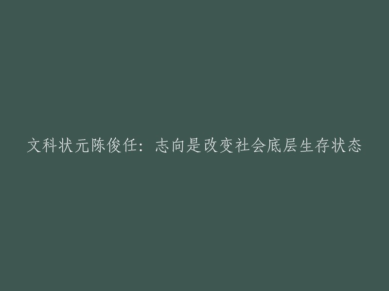 陈俊任：作为文科状元，致力于改变社会底层生存状态的志向