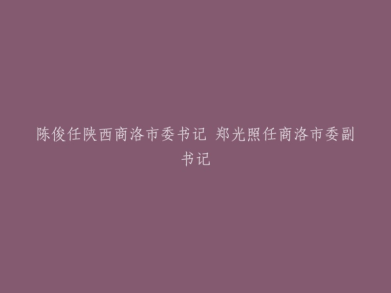 您好，根据您提供的信息，陈俊任陕西商洛市委书记，郑光照任商洛市委副书记。  