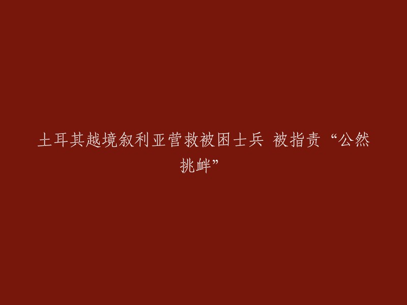 重写后的标题： 
土耳其军队跨境叙利亚救援被困士兵，遭指责“公开挑衅”