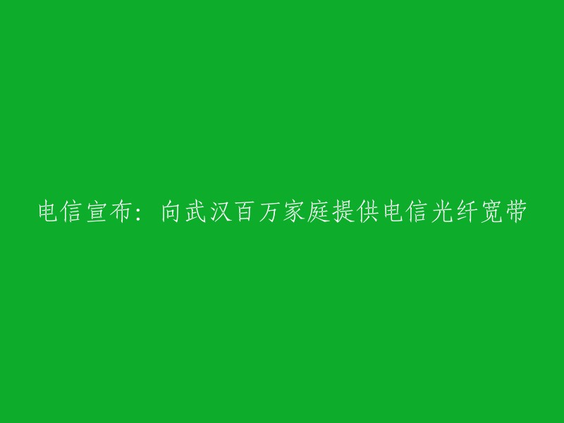 电信公司宣布：为武汉百万家庭提供光纤宽带服务