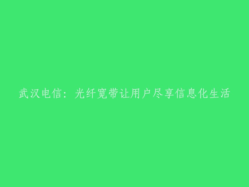 武汉电信光纤宽带：助力用户畅享信息化生活