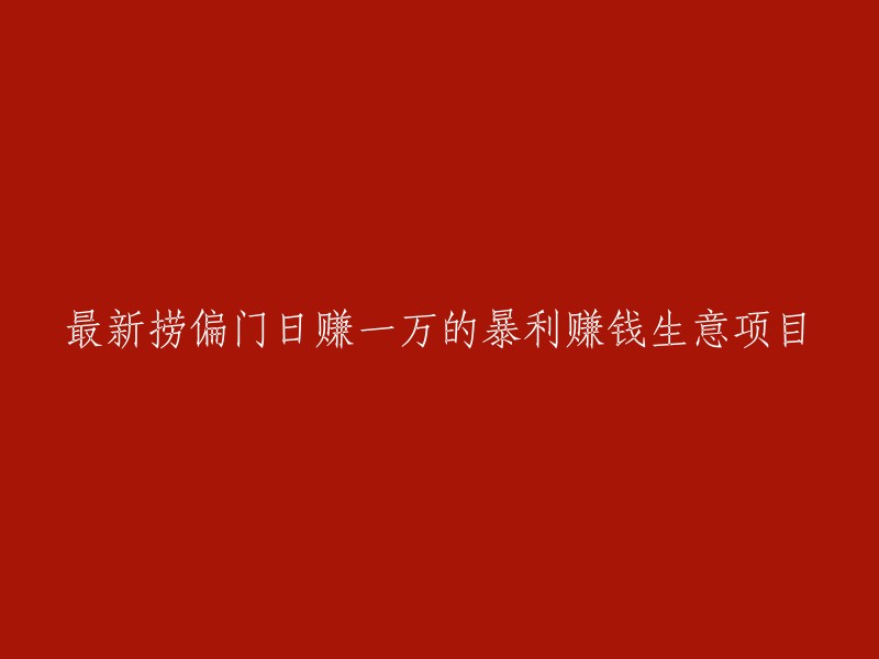 揭秘快速盈利的偏门生意：如何通过最新方法在一天内实现1万元的利润"