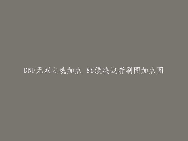 以下是重写后的标题：DNF决战者刷图加点无双之魂86级    