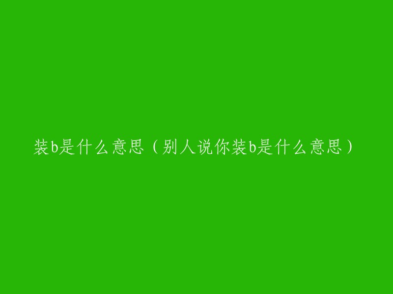 装B的含义及其在他人眼中的认知"