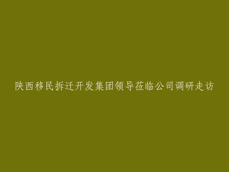 陕西移民拆迁开发集团领导莅临我公司进行实地考察与调研