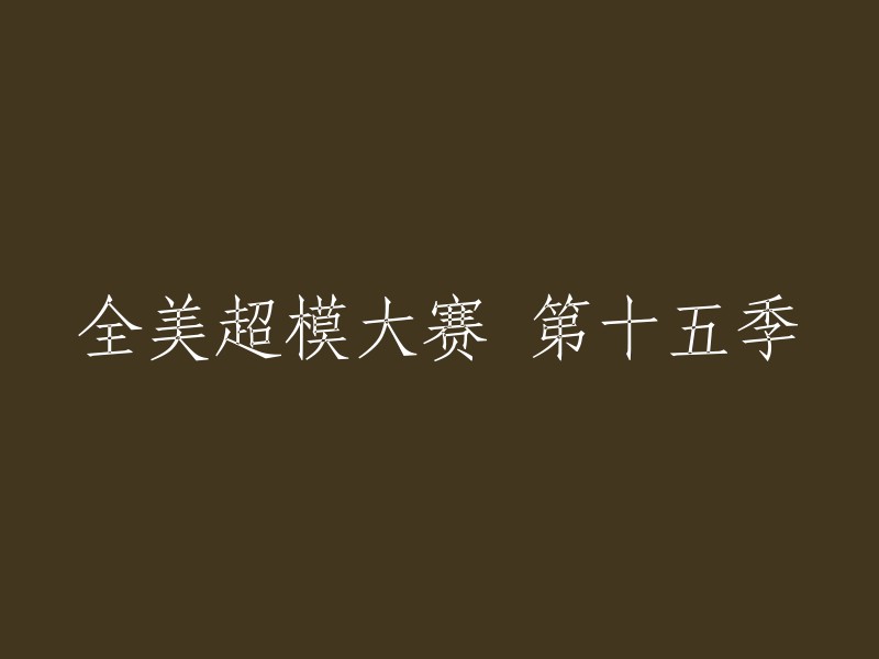 第15季全美超级模特大赛：时尚新秀的终极竞技场"