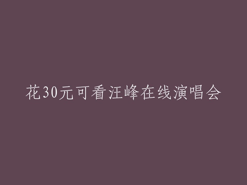 观看汪峰在线演唱会仅需30元