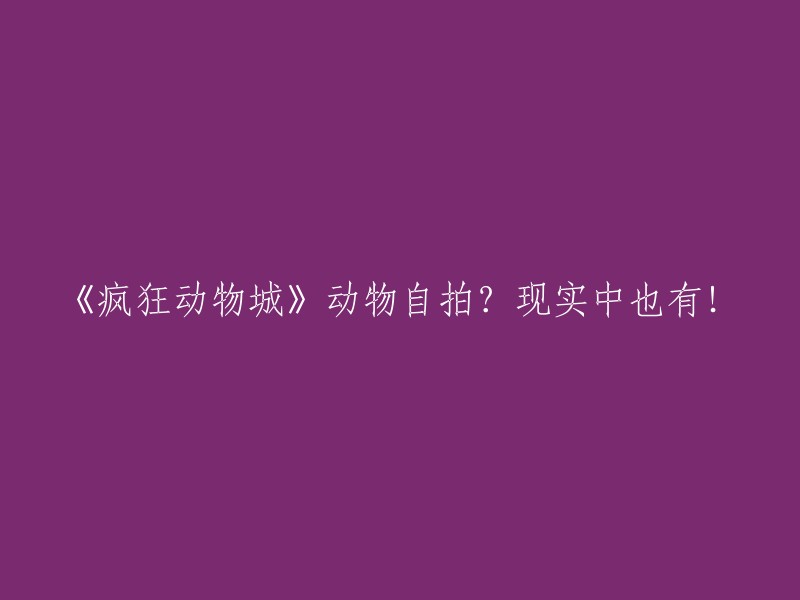 《疯狂动物城》中的动物自拍？现实中竟然也有！