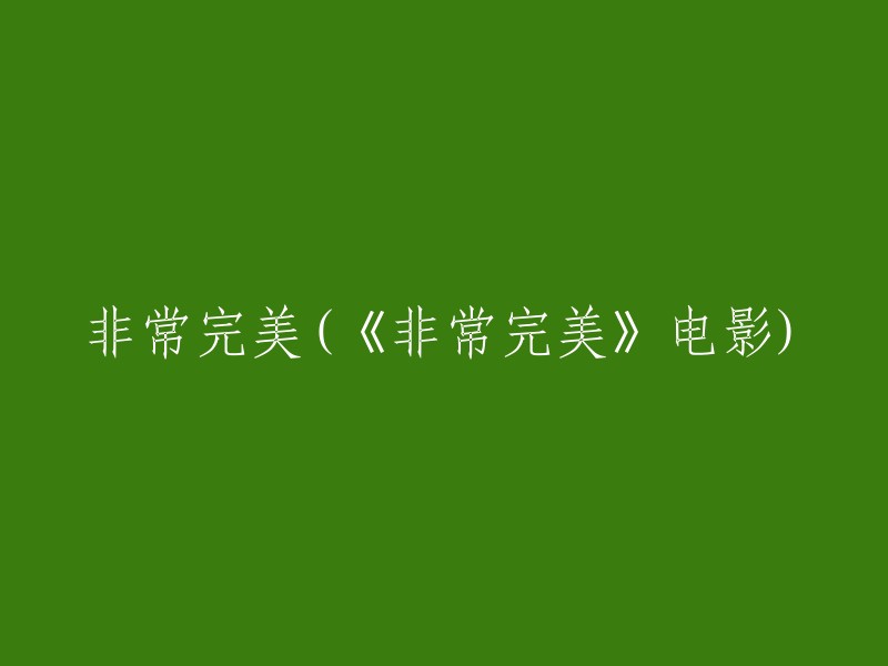 非常出色：《非常完美》电影概述