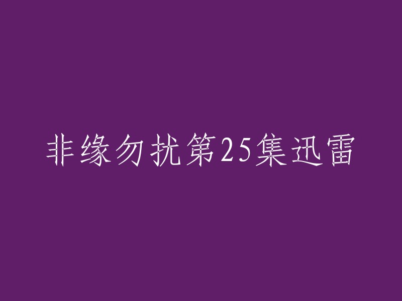 您可以在以下网站观看非缘勿扰第25集：漫漫看影视、哔哩哔哩等 。这些网站提供了迅雷下载，您可以根据自己的需求选择下载方式。