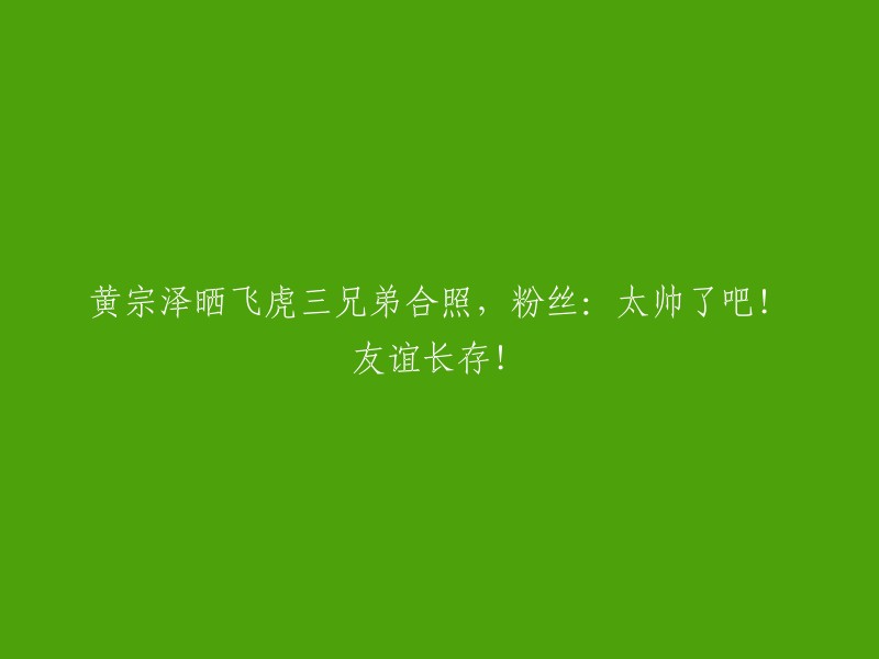 黄宗泽分享飞虎队三兄弟合影，粉丝惊叹：太帅了！友谊永恒！