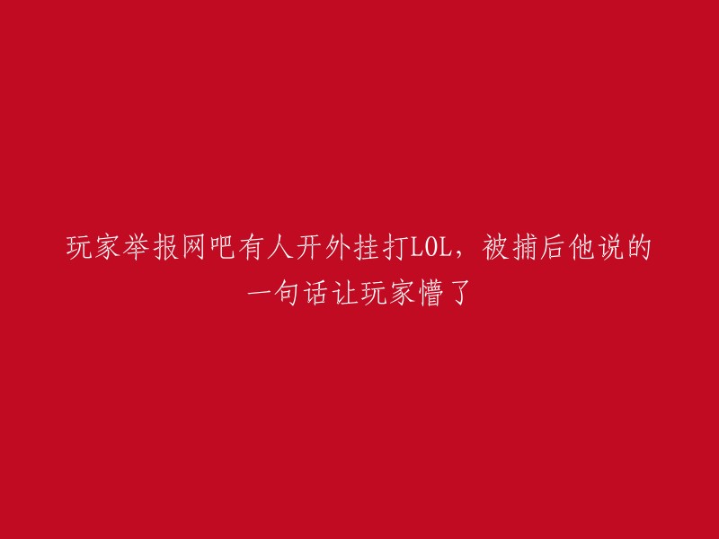 玩家举报网吧内LOL作弊者，被捕后其言论令玩家困惑不解