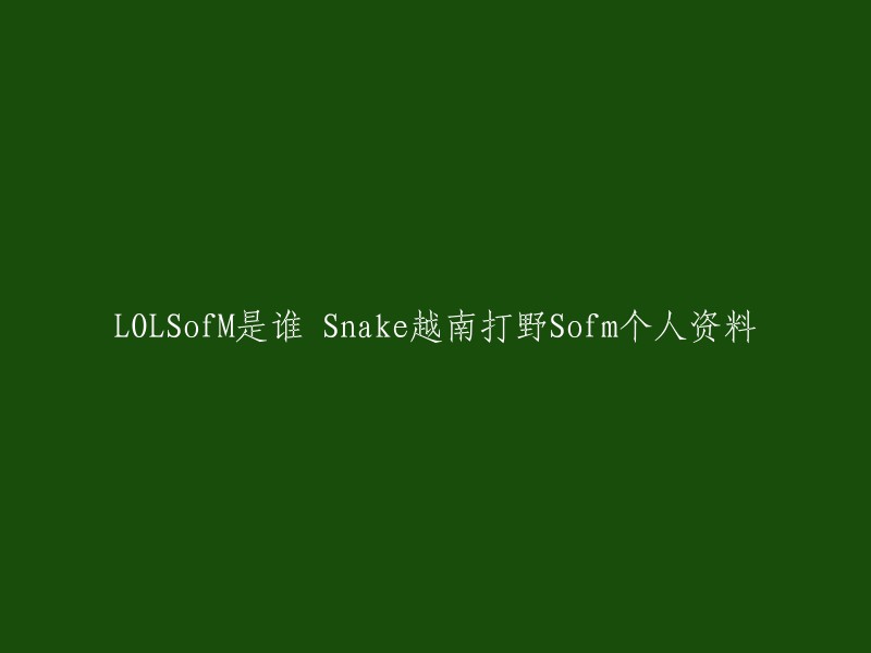 nake越南打野Sofm的个人资料如下：   

- 游戏ID:SofM
- 真名：黎光维
- 出生日期：1998年2月5日
- 出生地：越南河内
- 年龄：24岁(截至2022年6月)

他曾在SNAKE战队、SN战队效力，现效力于微博电子竞技俱乐部。 