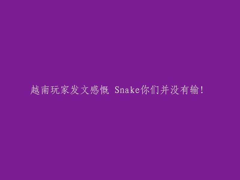 越南玩家发文庆祝：Snake,你们并没有输！