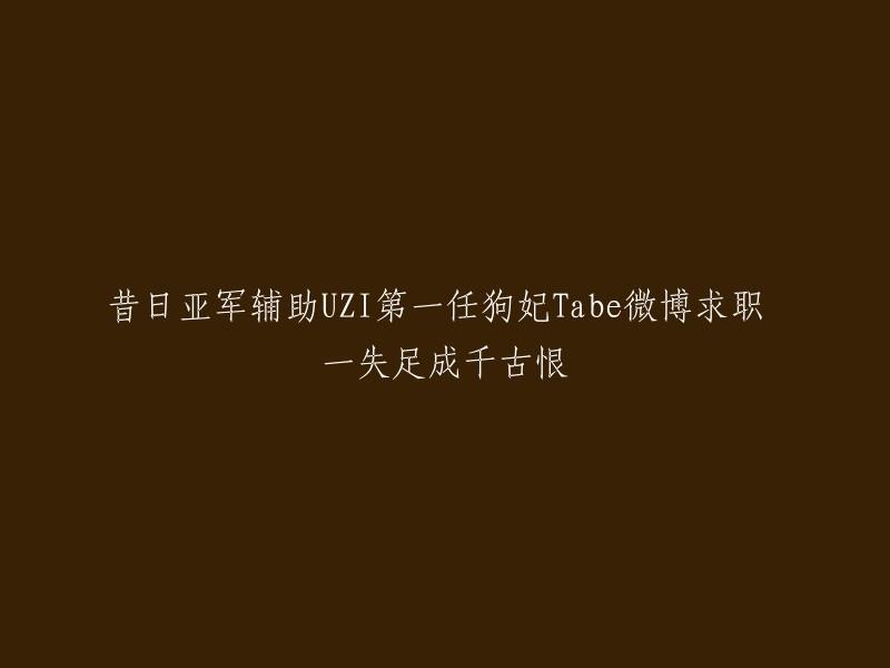 前亚军辅助UZI的首任狗妃Tabe在微博上寻求新工作：一时失误，造成长久影响"