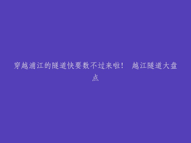 您好，以下是我为您找到的信息：

目前，黄浦江上已经建成了16条越江公路隧道,自北向南依次是：郊环隧道、外环隧道、长江路隧道、翔殷路隧道、周家嘴路隧道、军工路隧道、江浦路隧道、大连路隧道、新建路隧道、延安东路隧道、人民路隧道、复兴东路隧道、西藏南路隧道和打浦路隧道。此外，还有3条穿越黄浦江市政隧道正在建设中，分别是江浦路隧道、龙水南路隧道和银都路隧道。