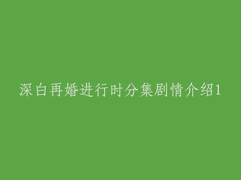 深白的二次婚姻：分集剧情概述与探索"