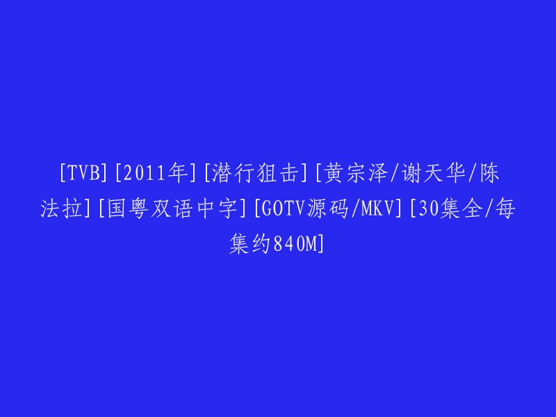 2011年TVB电视剧潜行狙击(黄宗泽、谢天华、陈法拉主演) - 国粤双语版本[GOTV源码][MKV格式]- 30集全，每集约840M"