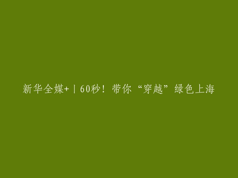 新华全媒+丨60秒！带您“穿越”未来绿色上海