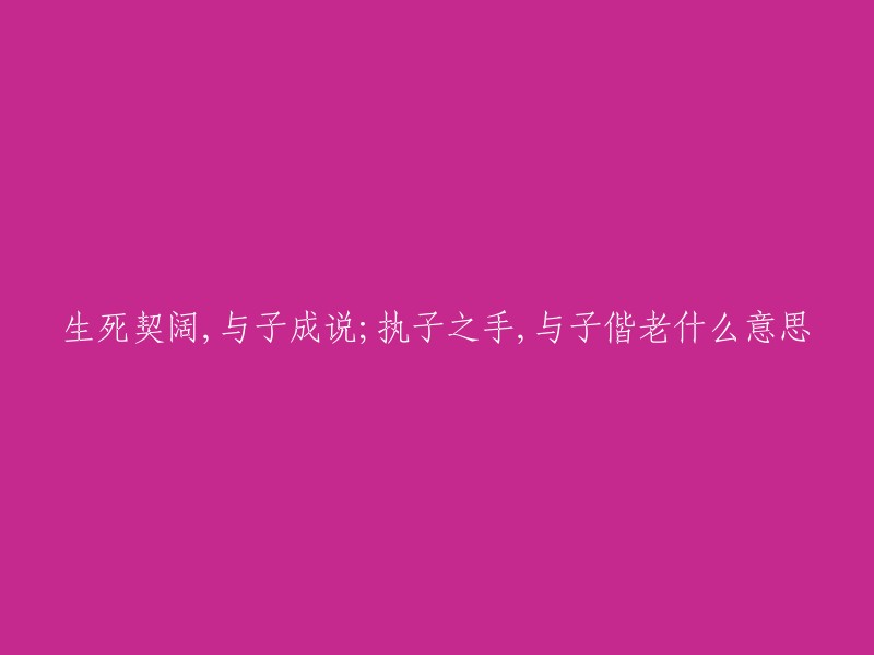 这句话出自《诗经·邶风·击鼓》：“死生契阔，与子成说。执子之手，与子偕老。” 这句话的意思是：无论生死离合，我们都要在一起，这是我们当初早已说好的约定。