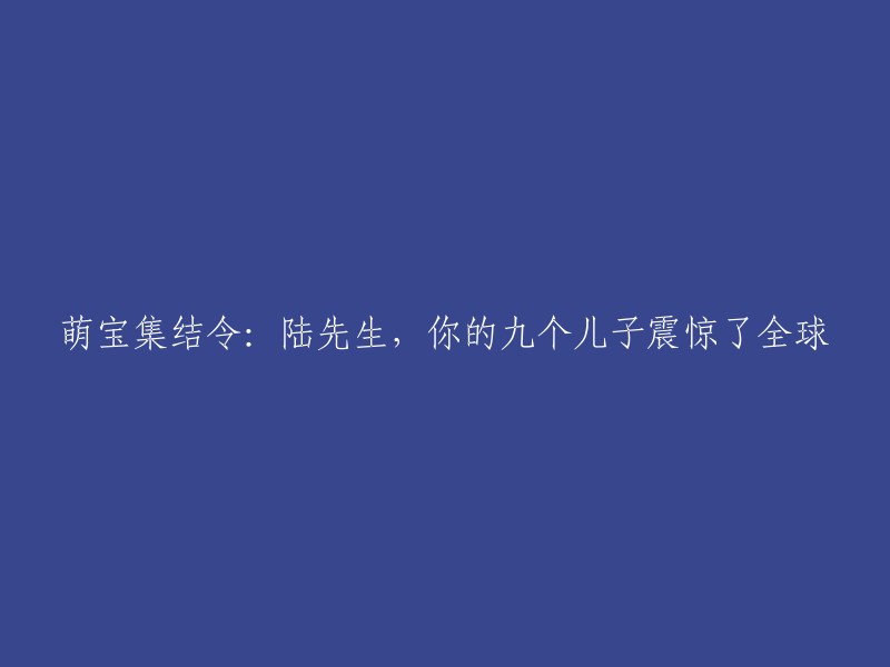 九个英俊的儿子震惊全球！陆先生，您的宝贝们已经准备好了！