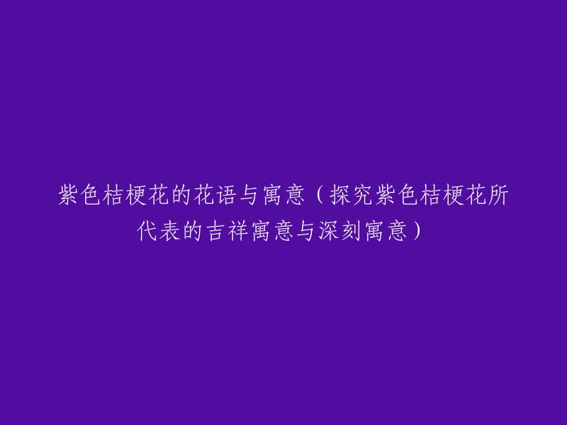 紫色桔梗花的吉祥寓意与深刻含义：揭秘其花语与象征意义