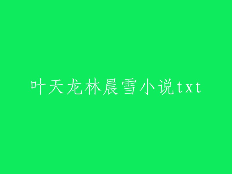 《叶天龙与林晨雪》小说txt