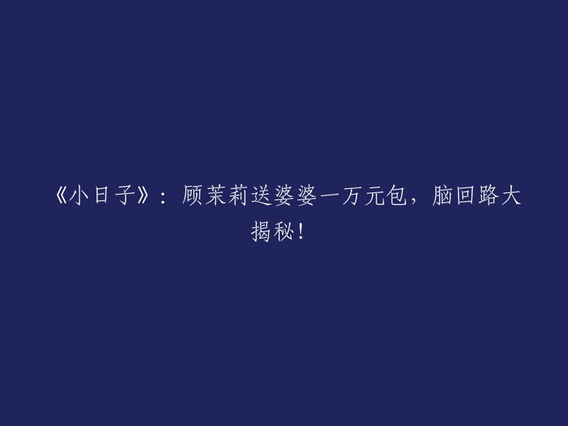 《小日子》：揭秘顾茉莉送婆婆一万元包的奇特思维！