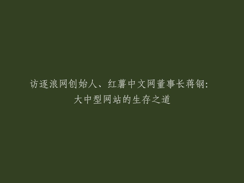 蒋钢谈大中型网站的生存策略：逐浪网创始人及红薯中文网董事长访谈