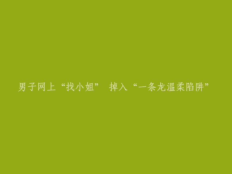 男子在网络寻求陪伴时陷入“一条龙服务”的温柔陷阱