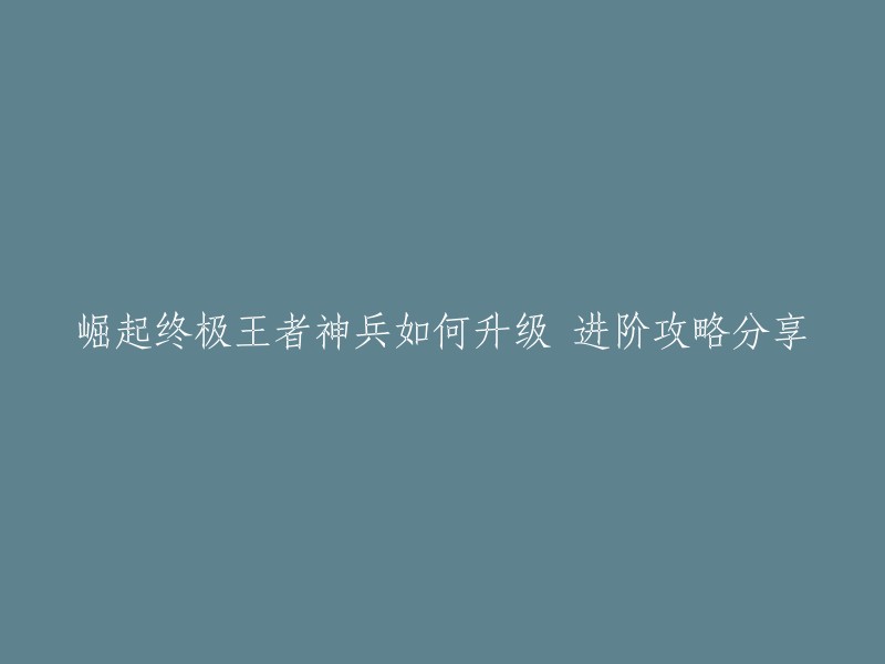 崛起终极王者神兵升级攻略分享，神兵比较重要的是魂练、觉醒、升星和镶嵌。