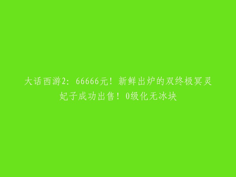 《大话西游2》：惊爆价格！全新双终极冥灵妃子仅售66666元，0级无冰块神器现世！