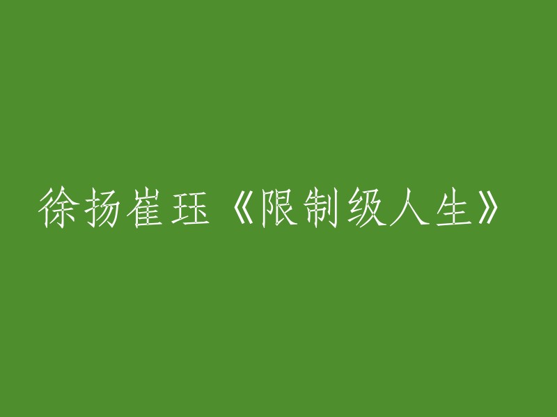 徐扬崔珏的《限制级人生》：一种全新的人生体验"