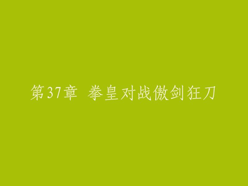 第三章 拳皇对决：傲剑狂刀之战