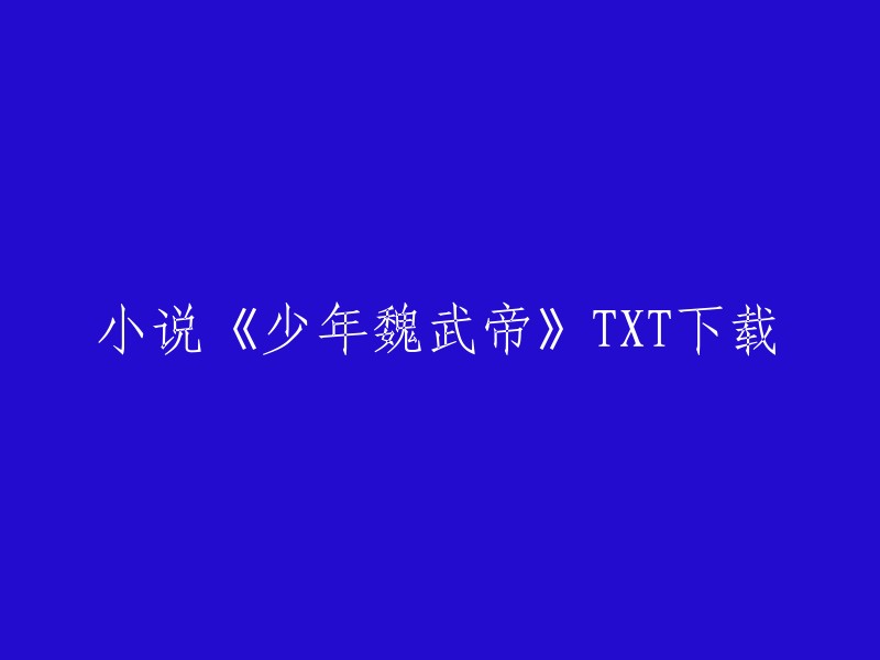 您可以在以下网站找到《少年魏武帝》的TXT下载：

1. 第一范文网：这个网站提供了小说《魏紫修仙传》、《龙血武帝》、《大魏宫廷》等，其中包括了《少年魏武帝》的TXT下载。

2. 爱问共享资料：这个网站提供了曹操的文集《魏武帝集》，其中包括了《少年魏武帝》的全文下载。