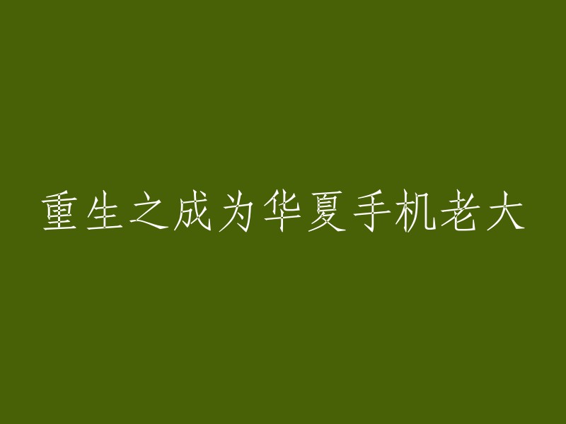 重生后，我成为了华夏手机领域的领军者