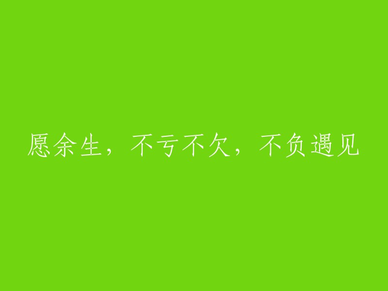 期望未来的岁月无愧于所遇见的一切