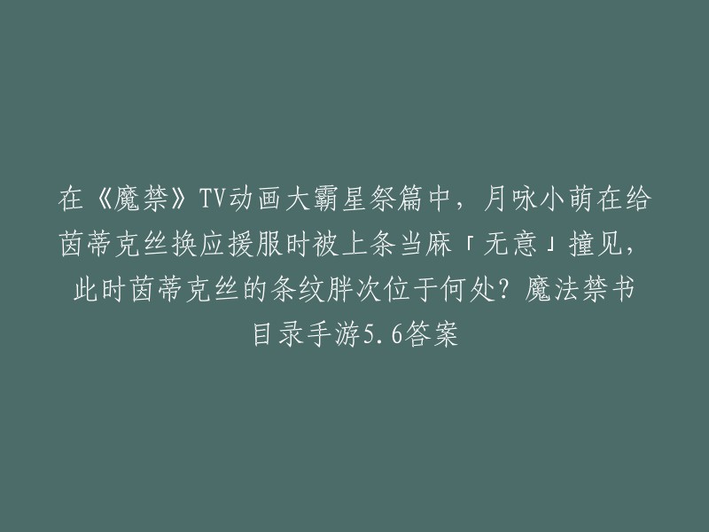 在《魔禁》TV动画大霸星祭篇中，当麻在找禁书目录途中，看见正在换衣服的茵蒂克丝和帮忙的月咏小萌，因此茵蒂克丝走光。