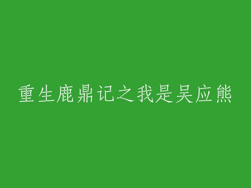 重塑鹿鼎记之旅：我成为了吴应熊"