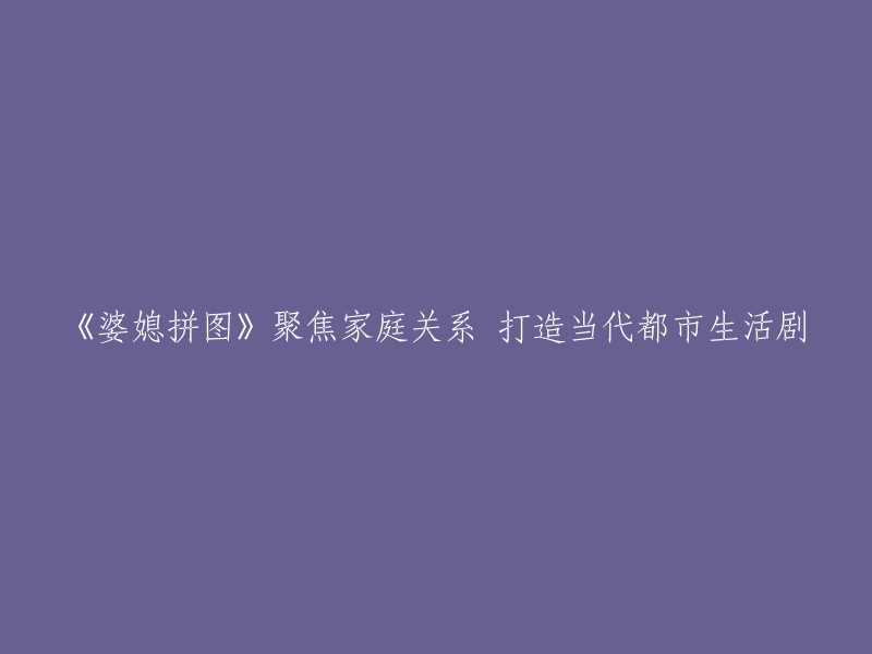 拼凑家庭：探索当代都市中的婆媳关系，电视剧《婆媳拼图》"