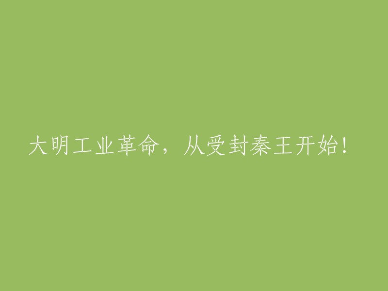 大明工业革命：从被封为秦王的那一刻开始的崛起之路！"