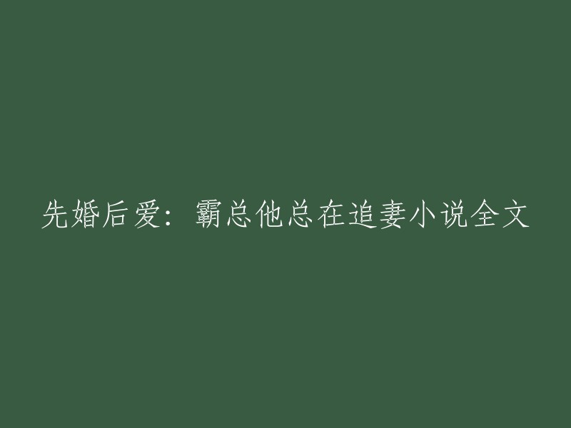 从婚姻开始的爱情：霸道总裁的追妻之路小说完整版"