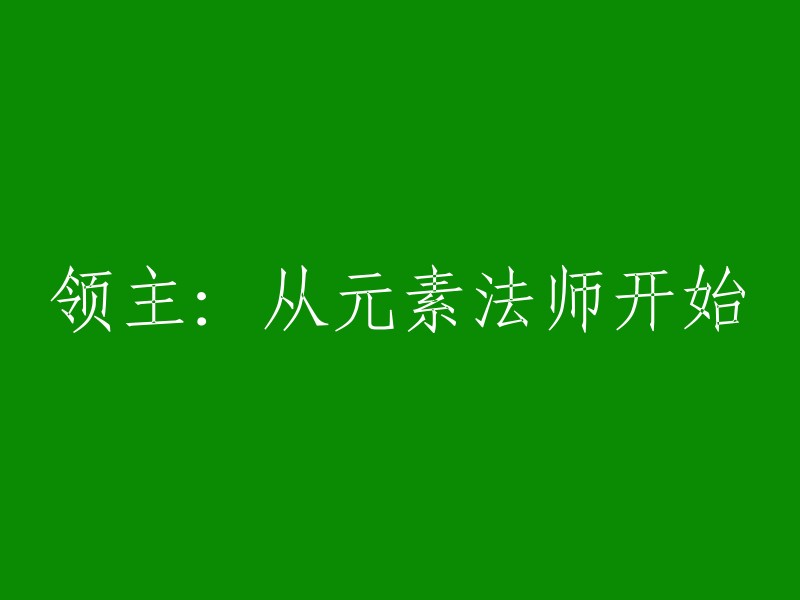 领主之路：从元素法师的旅程开始"