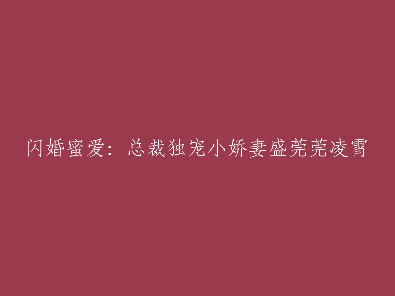 甜蜜闪婚：总裁独家宠爱小娇妻盛莞莞与凌霄的浪漫故事"