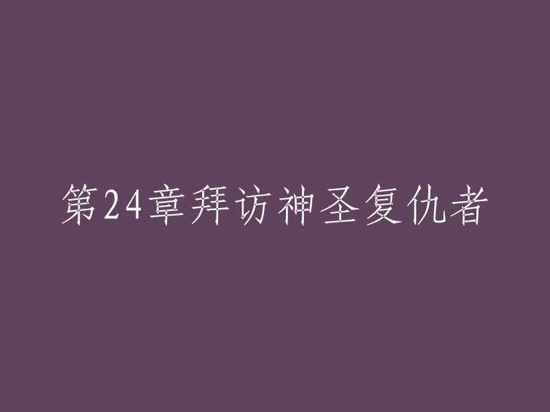 24章： 拜访神秘的复仇者