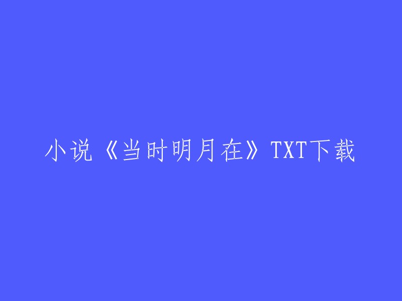 您可以在以下网站下载小说《当时明月在》的TXT格式：  
- 第一范文网
- 笔趣阁
- 爱下电子书