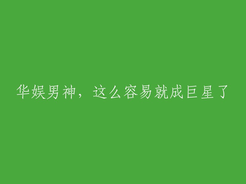 华娱界新晋男神，一夜之间成为炙手可热的巨星"