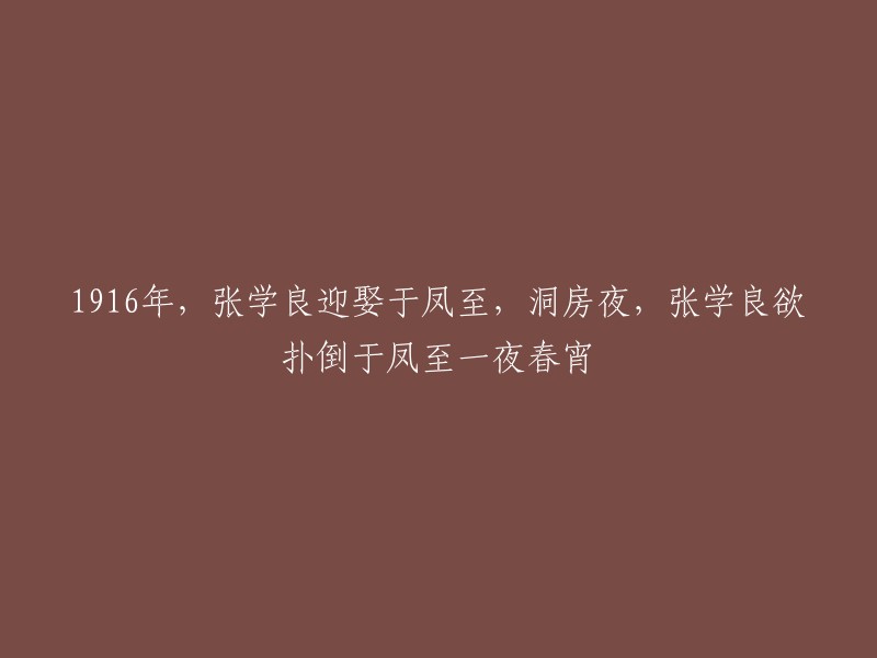 这个标题可以这样重写： 
"张学良与于凤至的婚礼之夜：一段不容错过的爱情故事"