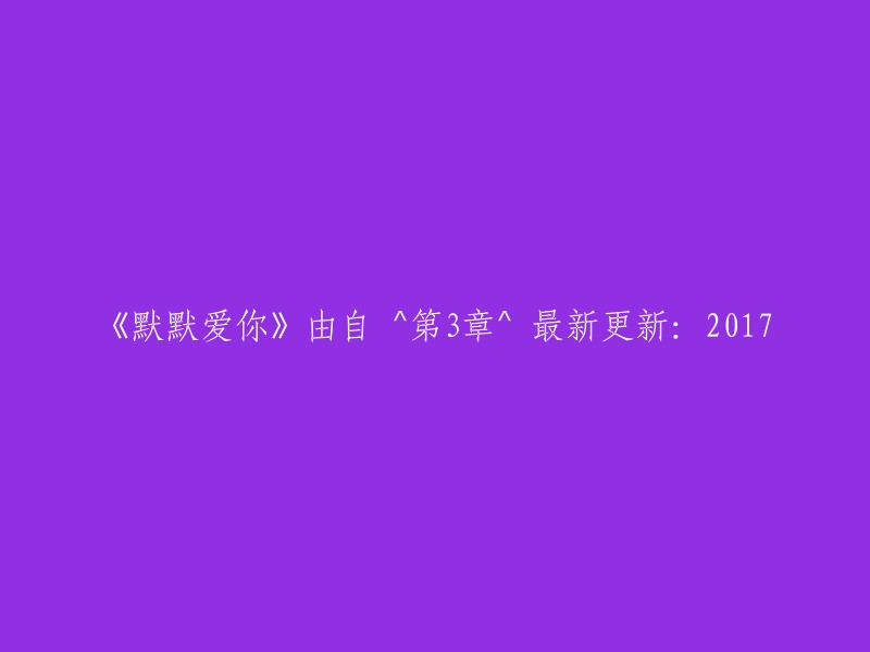 《默默爱慕》第三章：2017年最新更新